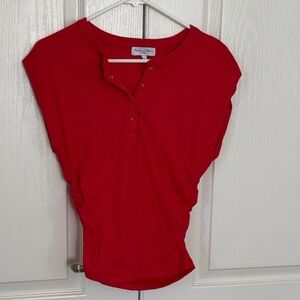 Michael Stars Vibrant Red Short Sleeve Henley